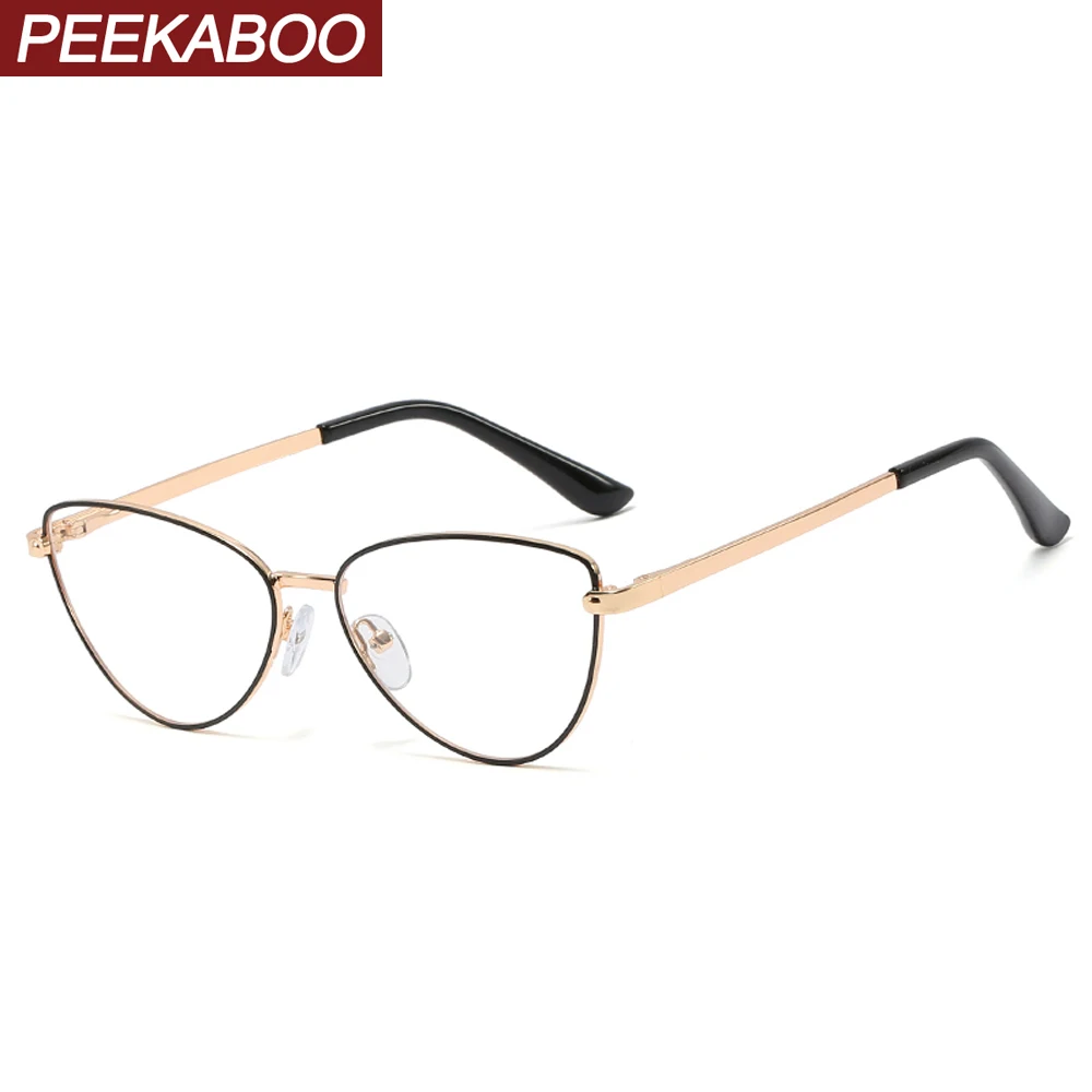 Женские очки в стиле ретро Peekaboo золотистые/серебристые металлические оправы