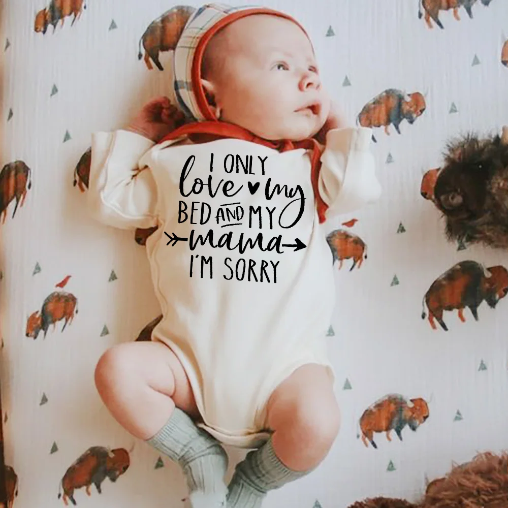 Amo Solo Il Mio Letto E Il Mio Mma Mi Dispiace Body Neonato Tute Neonato Manica Lunga Tute Ragazzi Ragazze Abbigliamento Bambino