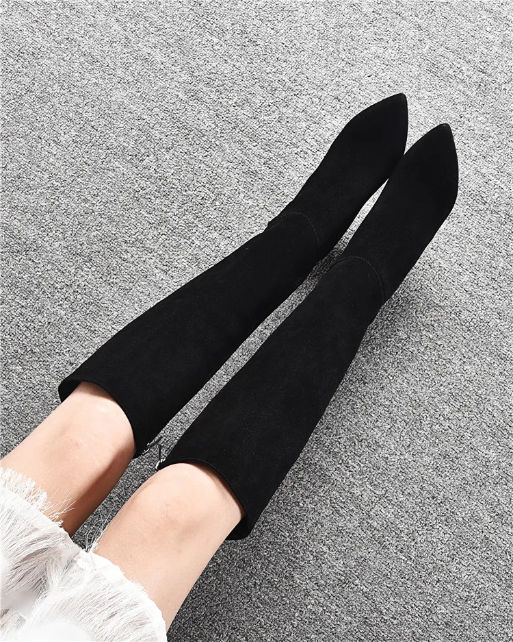 New spring/summer women's side zipper boots with pointed toes and thin heels