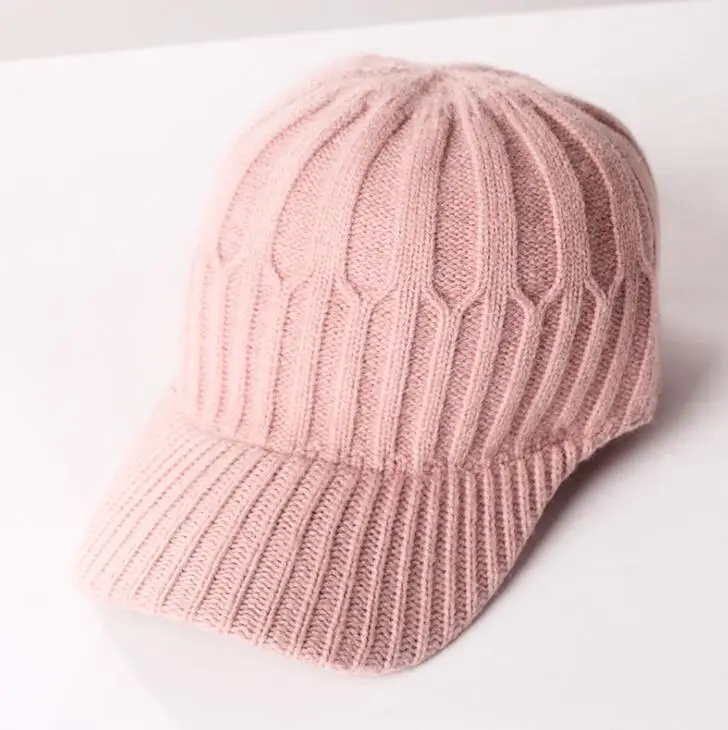 pink2 Новые теплые, вязаные дизайн Зимняя бейсболка сплошной Цвет Для мужчин женское утепленное плотное Шапки H35 - Цвет: pink2