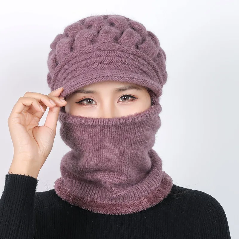 Зимние шапки шапочки облегающие для женщин шерстяной шарф маска Балаклавы