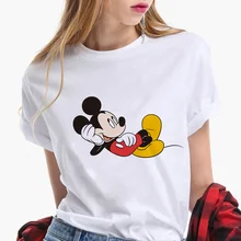 

Cute Disney Mickey Mouse Women T-shirts Round Neck Kawaii Cartoon Harajuku Female Tshirt Summer Fashion Short Sleeve Tops Ladies