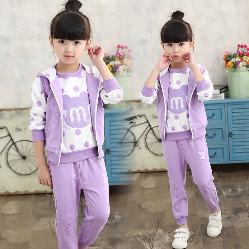 

Girls Spring Clothing CHILDREN'S Suit 2019 Spring And Autumn Sports GIRL'S Big Boy Korean-style Childrenswear Casual Sweatshirt