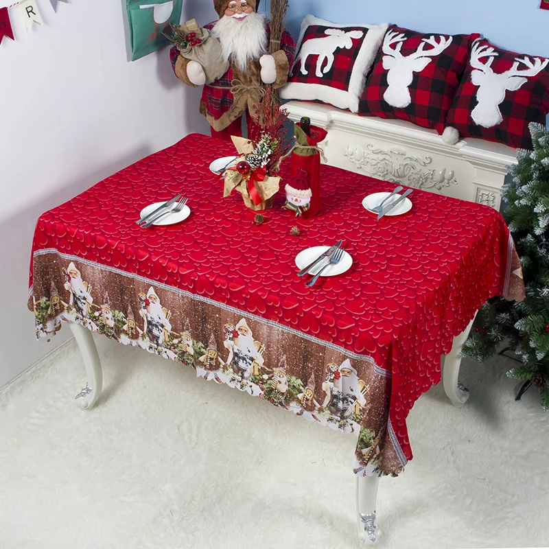 JUSTCHIC 150x180 см Рождественская скатерть с рисунком из мультфильма, полиэстер, моющаяся, водонепроницаемая скатерть, праздничный Декор Санта Клауса - Цвет: F