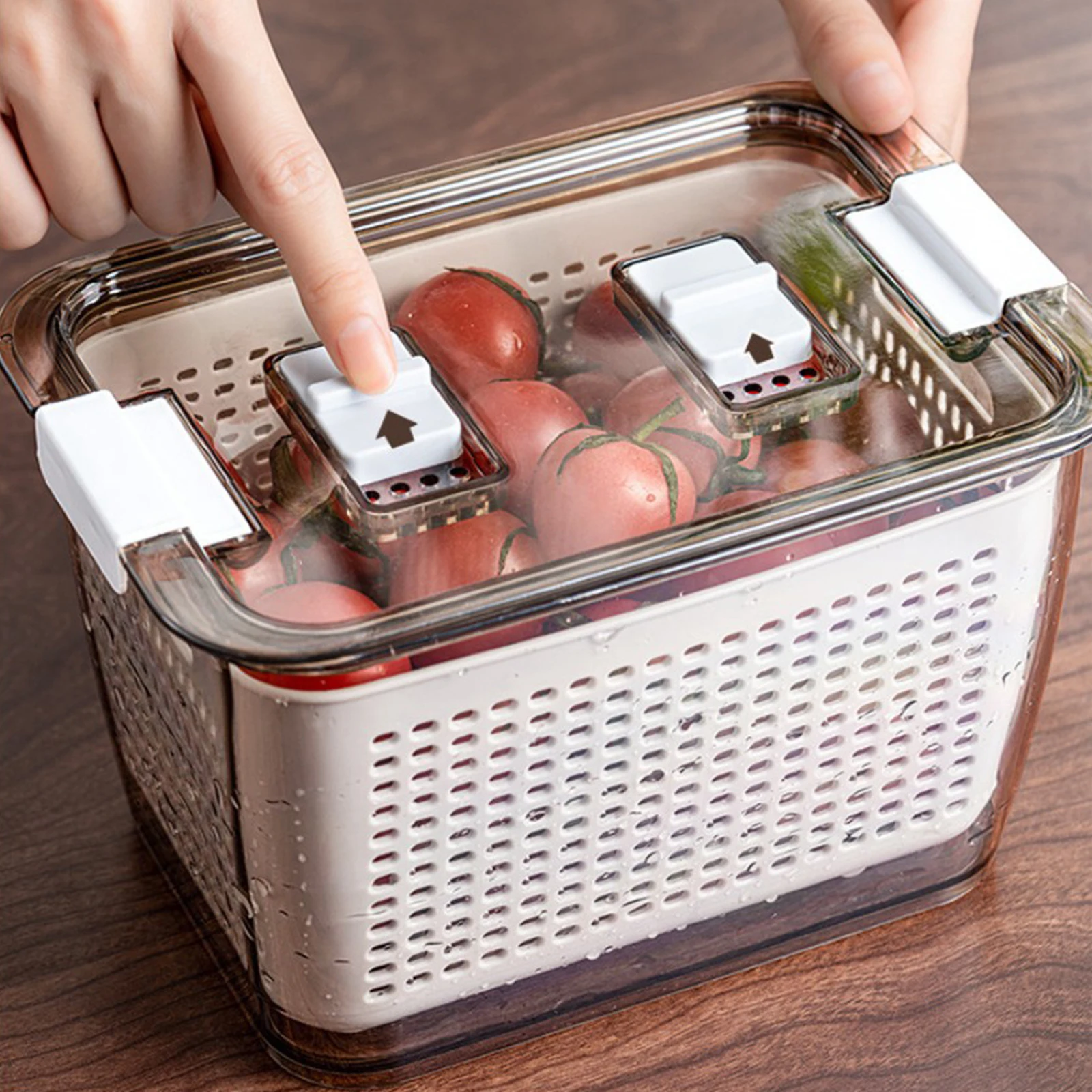 Professional Kitchen Fridge Drain Basket Vegetable Fruit Food Storage Box Organizer Containers