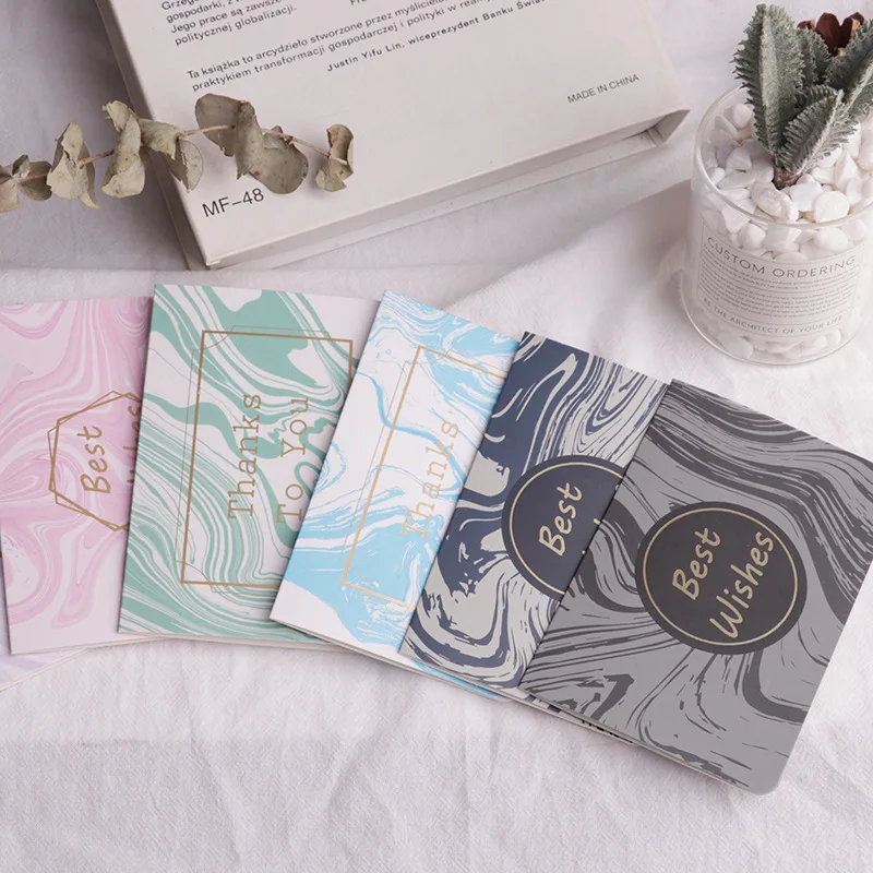 

Marble Pattern Hot Stamping Blessing Greeting Card Invitations Thanksgiving Envelope Gilding Paper Cards Festival Postcard Diy