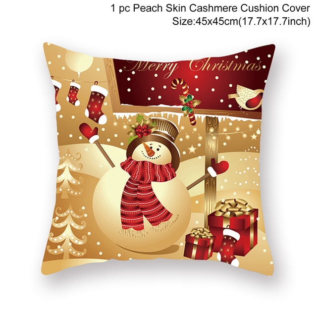 Cushion Cover Merry Christmas Decorations for Home 2021 Christmas Ornament Navidad Noel Xmas Gifts Happy New Year 2022