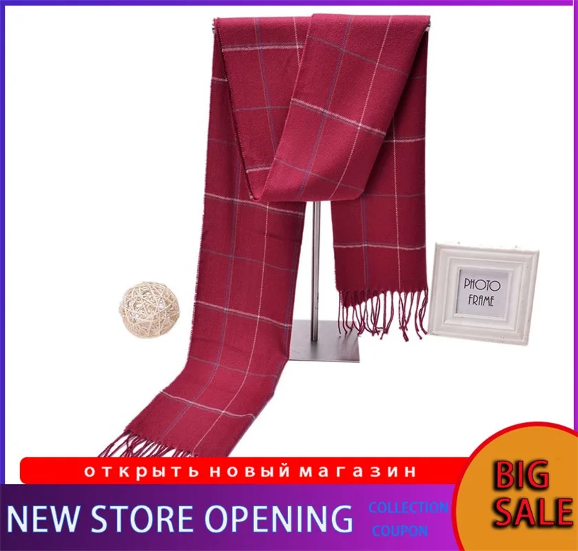 Fashion New Autumn and Winter Men and Women Europe and America Imitation Cashmere British Lattice Tassel Scarf Winter Warm