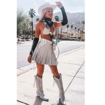 

Women's Short MIni SKIRT High Waist Summer Pleated Beach Skirt Sexy Fashion Youth