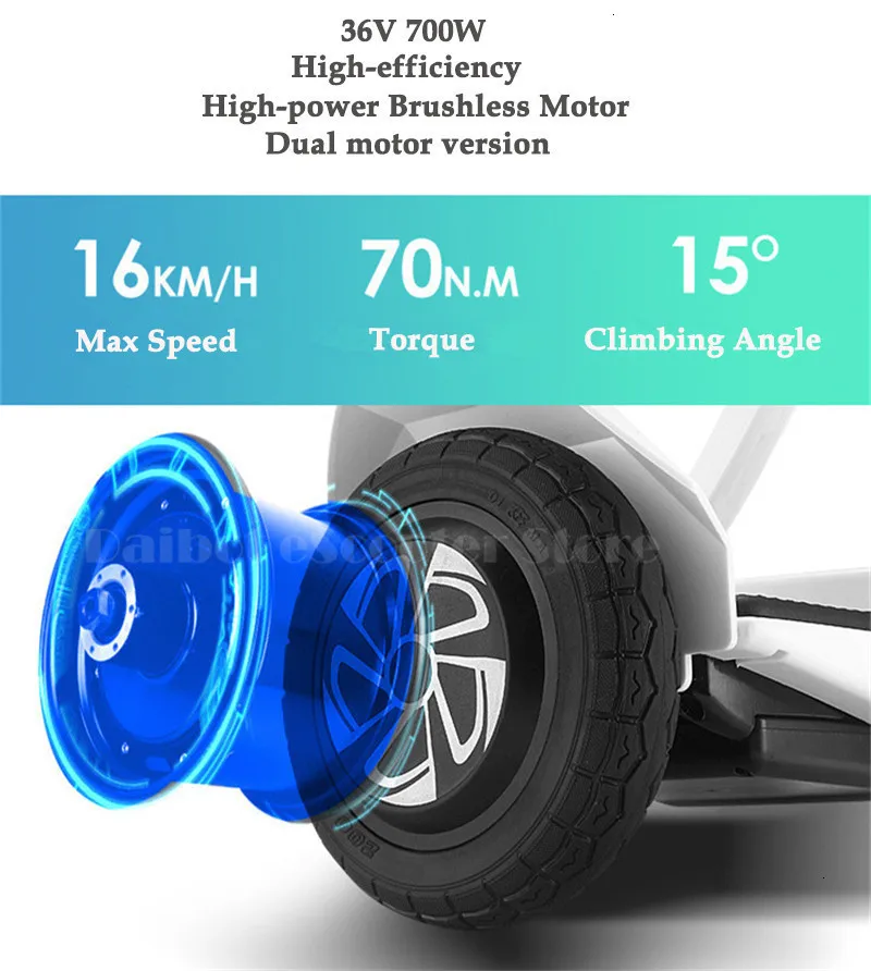 Daibot Electric Scooter Children Self Balancing Scooters 10 Inch Dual Motor 350W 36V Off Road Hoverboard APPBluetooth Speaker   (14)