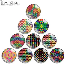 

10mm 12mm 16mm 20mm 25mm 30mm 690 Multicolour Geometry Mix Round Glass Cabochon Jewelry Finding 18mm Snap Button Charm Bracelet
