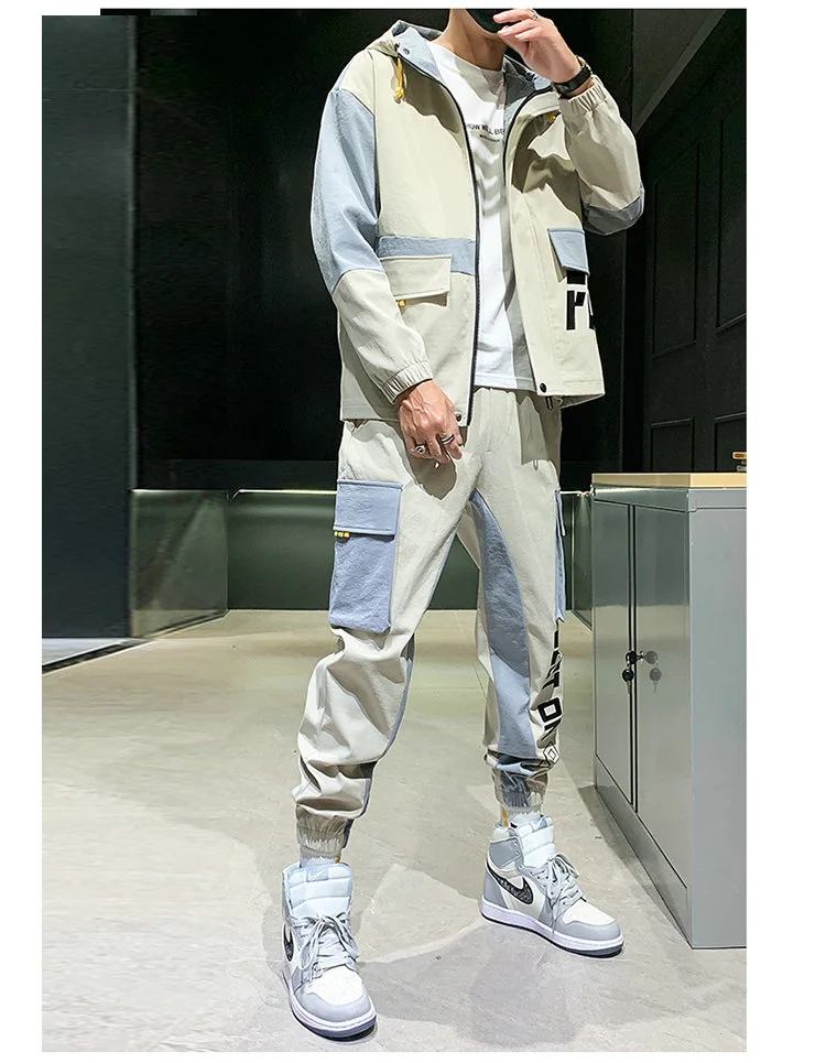 Mens Streetwear Tracksuit Set 2021 Autumn New Sweat Suit Men Hoodie Jacket + Sweatpants Hip Hop Set Male Fashion Joggers Sets