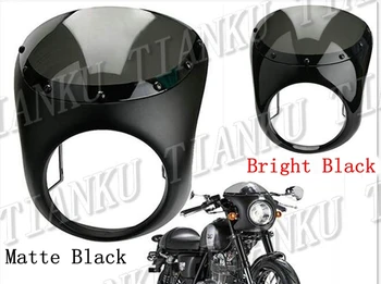 

Black Motorcycle 7" Headlight Fairing Screen Retro Cafe Racer Style Drag Racing Custom Chopper