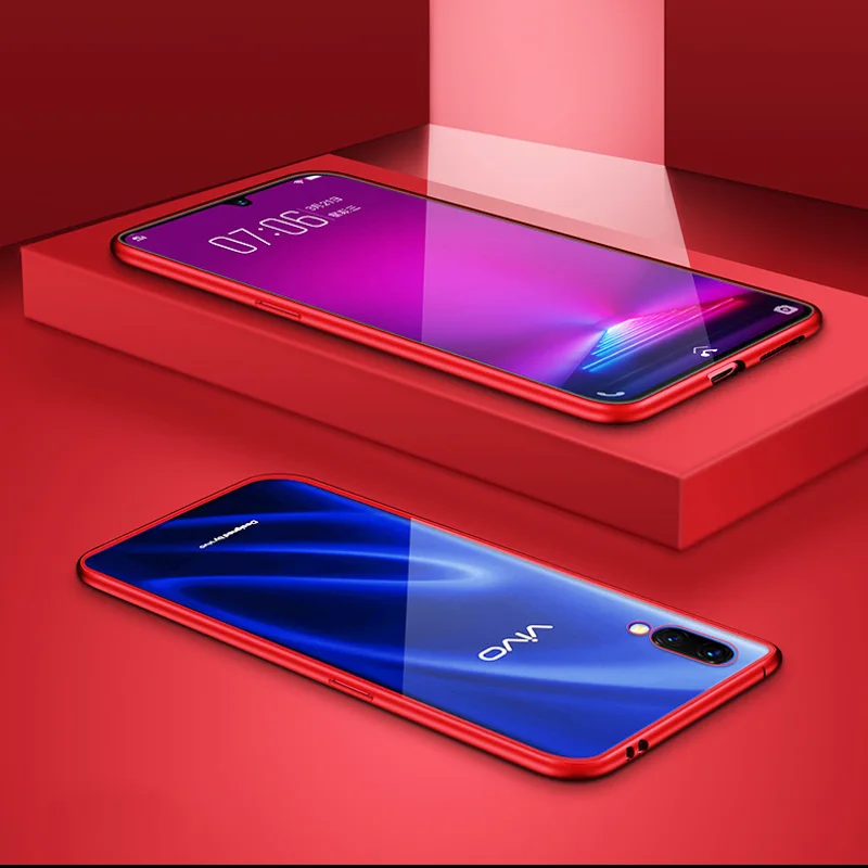 360 полный защитный Магнитный чехол для Vivo Z5X IQOO NEO ЧЕХОЛ ДЛЯ Vivo V17 Neo S1 V15 V17 Z1 Pro V9 X21 UD X23 Y17 Nex A 2 чехла - Цвет: Red