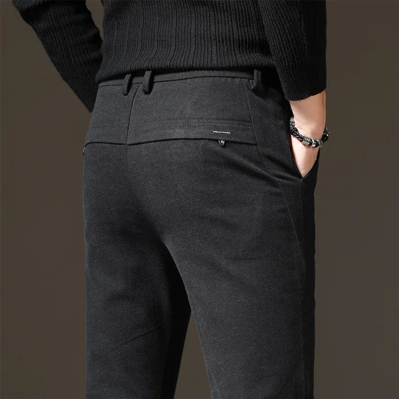 

Main Push-Men Slim Casual Pants Korean-style Elasticity Versatile Brushed Autumn And Winter Skinny Pants Business