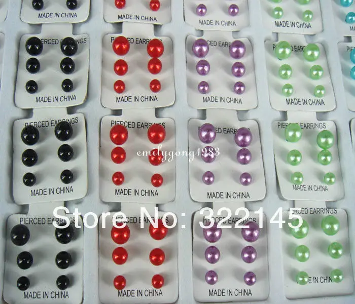 Серьги-пусеты 6 цветов из перламутровой стали без никеля размер 3 мм 4 5 108 Пар |