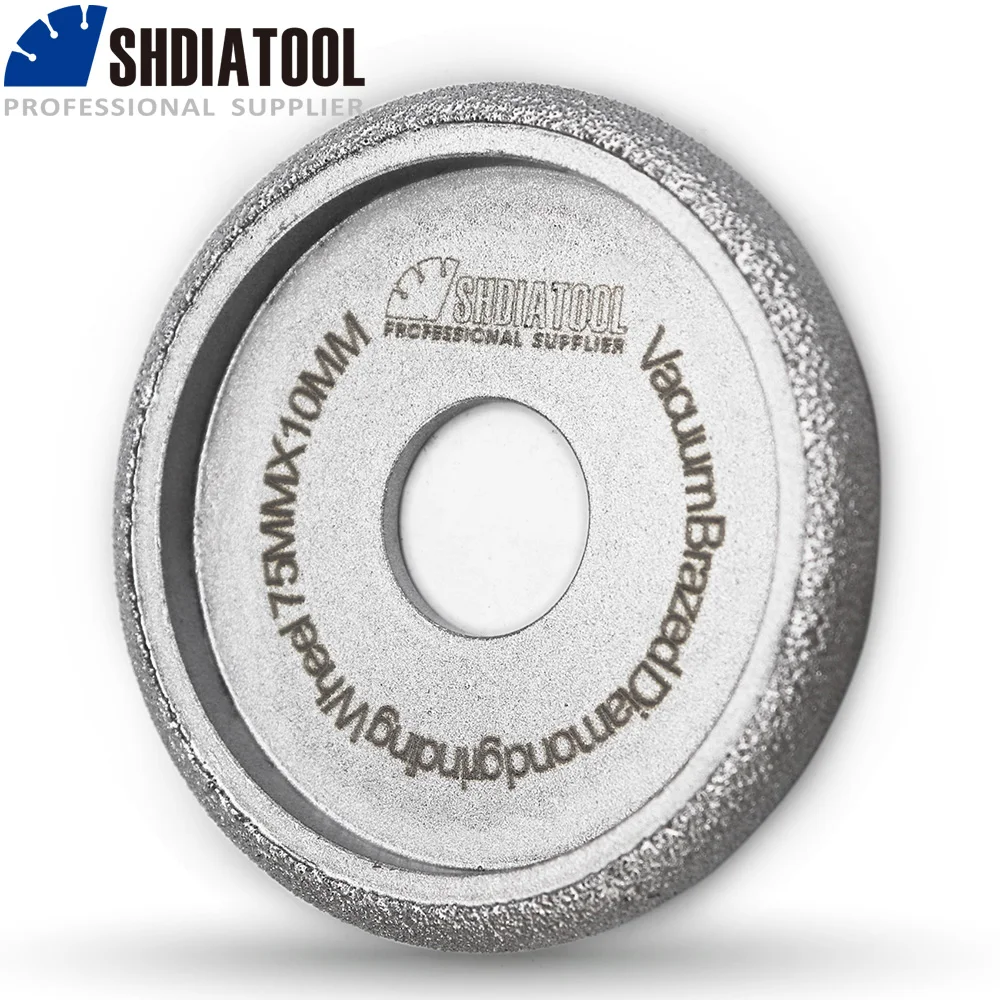SHDIATOOL Dia75mmx10mm Vacuum Brazed Diamond CONVEX Wheel/Profile Wheel For Stone Artificial Stone Ceremics, Glass, Concrete....