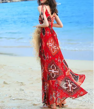 

2019 Thailand women summer Dress Woman Sanya Bali Seaside On Vacation Sandy Beach Exceed Cimibocim Second Longuette