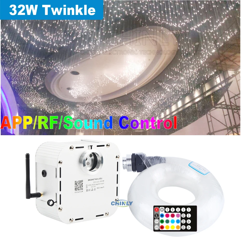 Twinkle Smartphone APP Bluetooth Control Fiber Optic Light 32W RGB LED Ceiling Lights Starry Sky Ef