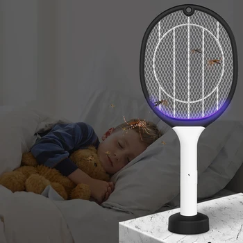 

Racket Insects Killer Stun Useful Handheld Racket USB Rechargeable Electric Fly Insect Racket Zapper Tennis Bat