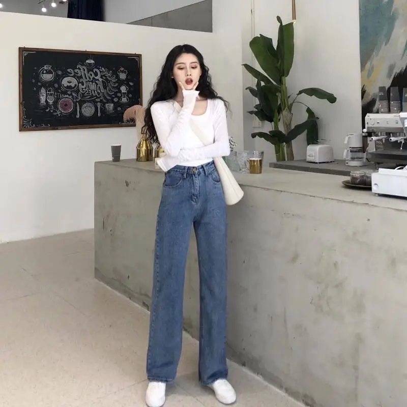 Весенняя одежда~~ стиль~ корейский стиль Hong Kong аромат свободные брюки прямой крой шикарные свободные~~ универсальные Slimm
