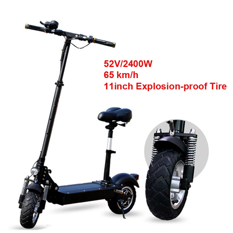 Popular 1002 Dual Motor Electric Scooter 2 person electric scooter with 52V 2400W moto