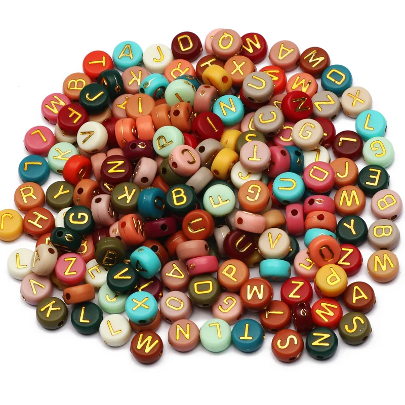 Mélange de perles en acrylique rondes, plates et amples, perles de l'alphabet pour la fabrication de bijoux, accessoires de Bracelet et de collier faits à la main