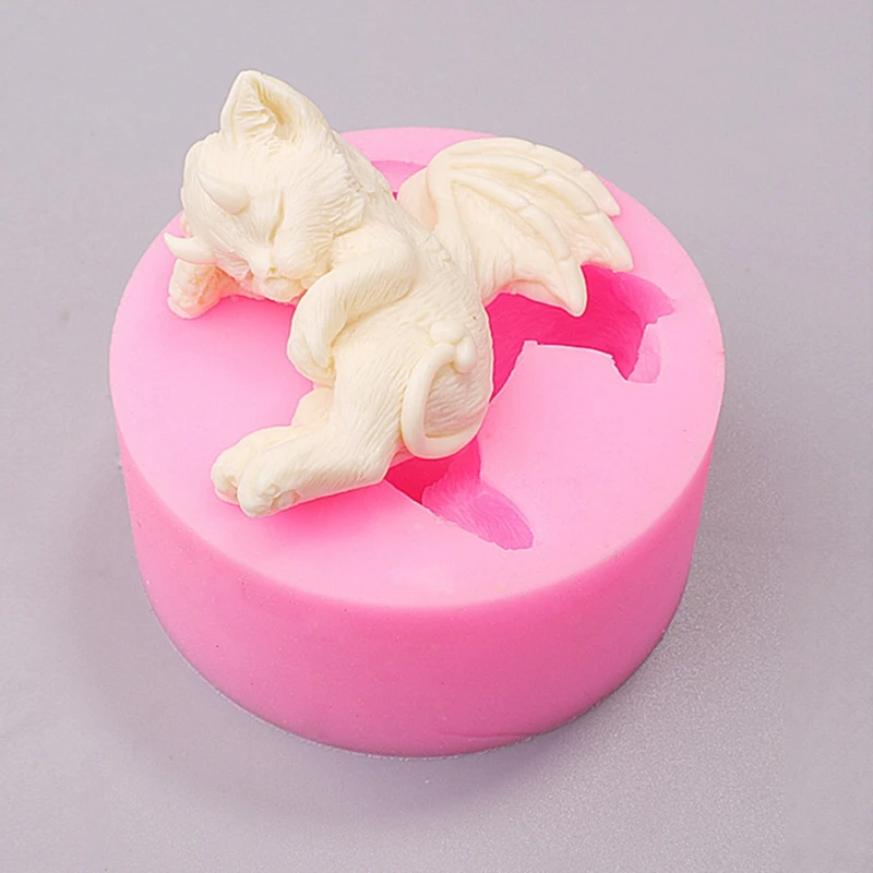 Sleep Devil Cat Candle Epoxy Resin Mold DIY Aromatherapy Plaster