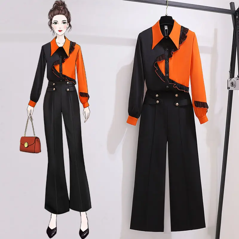 

European and American Plus Size Women Wear Early Spring 2022 New Net Celebrity Fried Street Two-piece Suit, Fat Sister Slim Suit