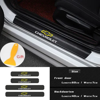 

Car Styling 4Pcs 3D carbon fiber Threshold Sticker for Chevrolet Captiva Colorado Cruze Spark Malibu Trax Door Pedal Accessories