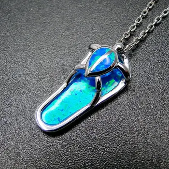 

New Arrival 925 Sterling Silver Fire Opal Sea Turtle Slipper Pendant Necklace Opal Coconut Palm Tree Slipper Pendant For Gift