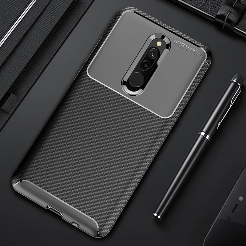 Чехол для Xiaomi Redmi 8 чехол роскошный бампер из углеродного волокна | Отзывы и видеообзор