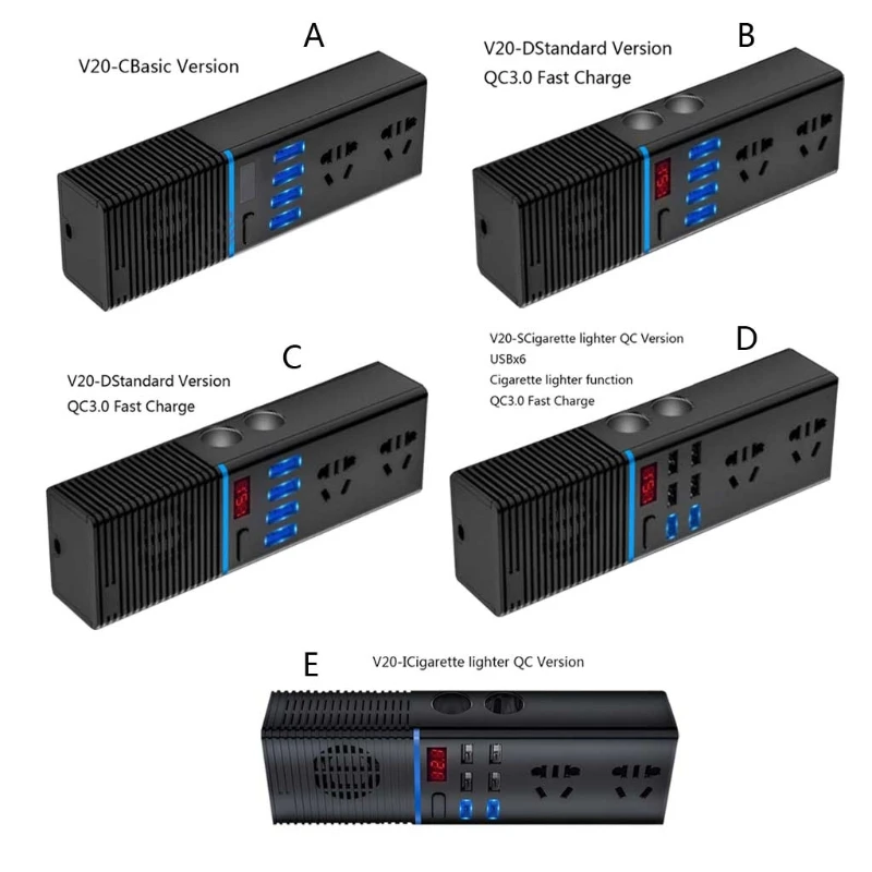 

Newest Multi-Function Car Inverter 12v/24v To 220v Household Power Converter 200W QC 3.0 Quick Charger Car Socket W91F