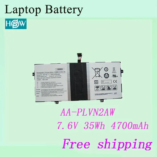 7,6 V 35Wh/4700 mAh Аккумулятор для ноутбука для samsung AA-PLVN2AW батареи