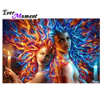 

Ever Moment Diamond Painting Mosaic Character Candle Colorful Hair Wall Picture Of Rhinestone Diamond Embroidery Home 3F2101