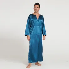 Модные мужские халаты, пижамы, одноцветные с длинным рукавом, v-образный вырез, искусственный шелк, атлас, удобная домашняя одежда, карманы, ночная рубашка, мужские халаты# g2