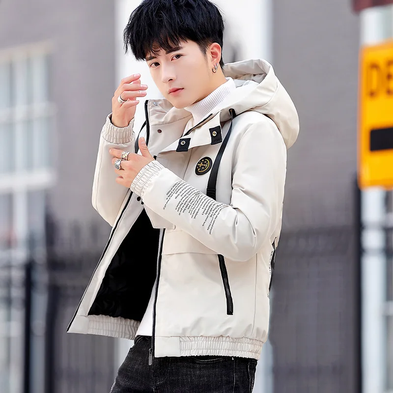 Cotton-padded Clothes Men's Winter Brushed And Thick Korean-style Trend Handsome New Style Short Coat Cotton-padded Jacket