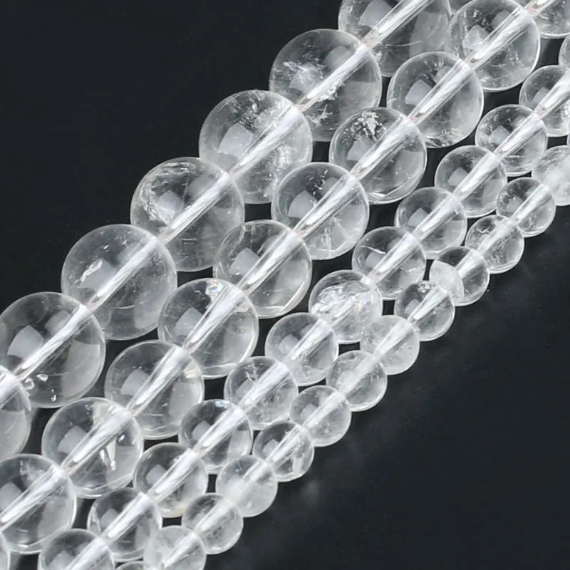 

Wholesale Natural Clear Crystal Stone Round Beads 6 8 10 12 mm For Jewelry Making DIY Bracelet Necklace Anklet Accessories