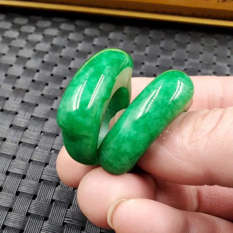 Natural Green Emerald Jadeite Ring Men Women Fine Jewelry Genuine