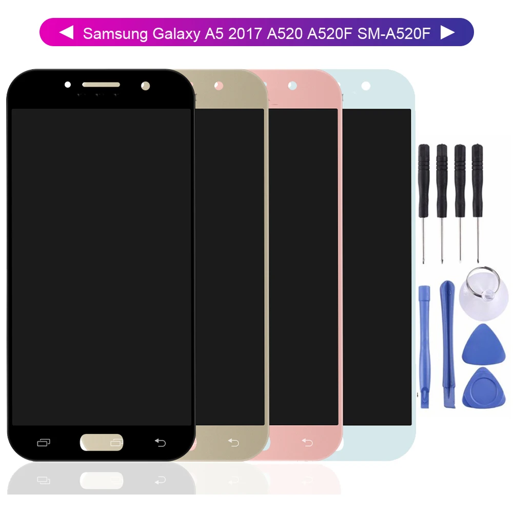 Дешево Для Samsung Galaxy A5 2017 A520 A520F SM A520F ЖК экран дигитайзер сенсорная панель стекло Датчик сборка Запасная часть