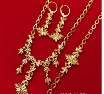 

wonderful low price high quality gold filled flower bride wedding lady's set necklace bracelet earings up-market 118