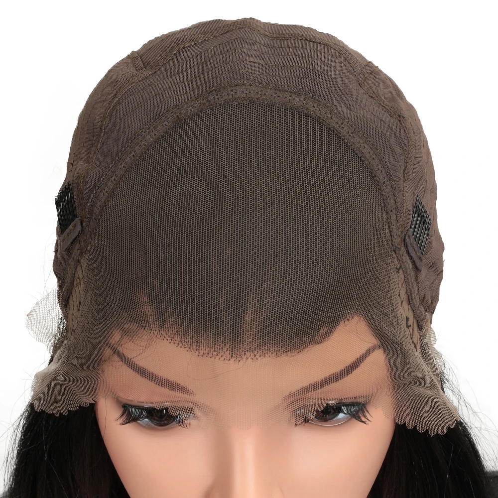 Белла черный цвет длинные 28 дюймов шелковистые прямые 360 кружева спереди парик Gluless термостойкие синтетические кружева спереди парик для черных женщин