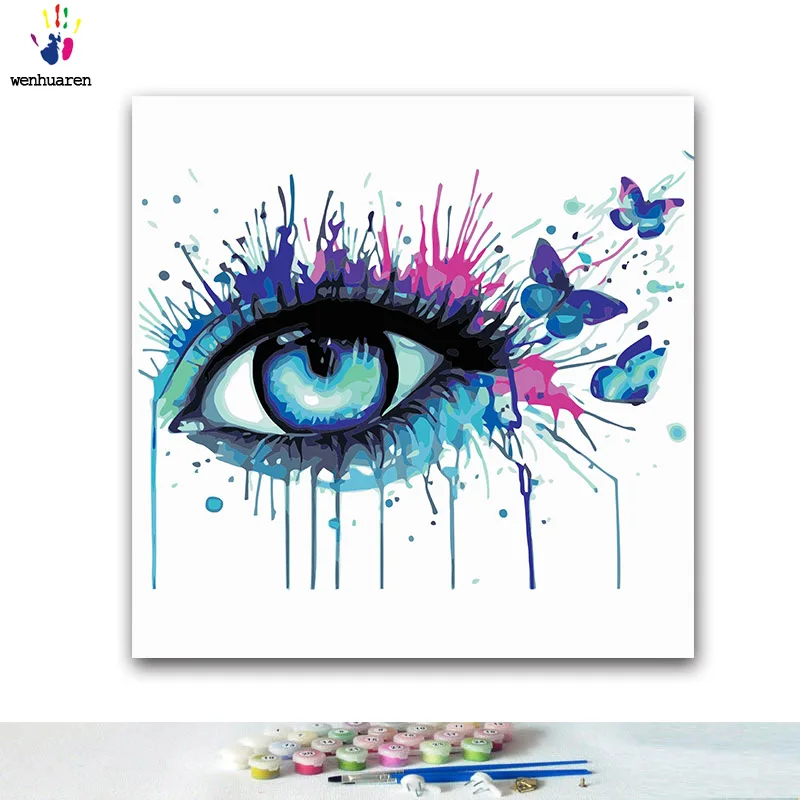 DIY colorings pictures by numbers with colors Abstract painted beauty eyes picture drawing painting by numbers framed - Color: 9065