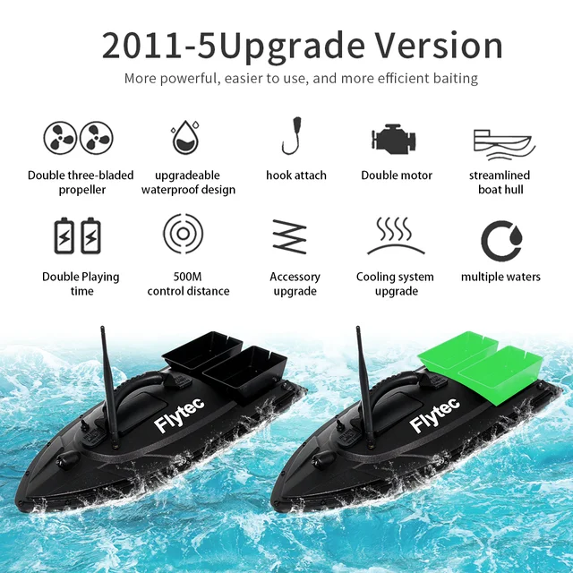 Flytec 2011-5 Bait Boat Fish Finder 1.5kg Loading 500m Remote Control Fishing RC Boat Professional Fisch Boat Speedboat 6