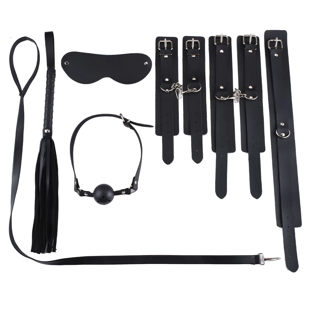 BDSM Bondage Restraint Fetish Collar Chain Handcuffs Whip Mouth Gag Toys Adult Game Props Slave Cosplay SM | Красота и здоровье