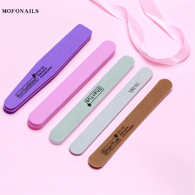 

50pc/Lot Washable Nail File Sanding 2-Side Nail Buffer File Polishing Sandpaper Lasting Durable Nail File Pedicure Manicure Tool