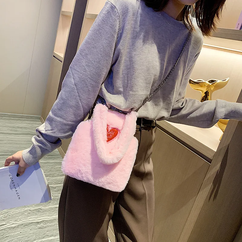 

INS Bag Women's 2019 Korean-style Fashion Western Style Chain Mobile Phone Bag Mini Heart Crossbody Bag Fashion