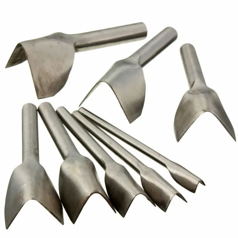 Leather tools leather craft tool kit leather craft tools leather craft tool leather punches eyelets punching tools V-shape leather DIY punching handwork tool belt round fillet shaped punch tail cut steel leather DIY cutting 10-45mm