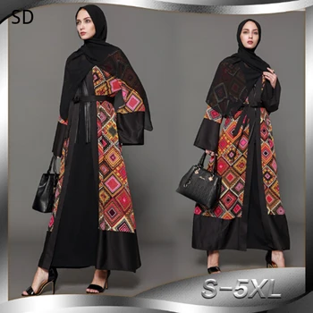

Floral Print Abaya Dress Print Cardigan Kimono Long Robe Gowns Loose Style Tunic Musulmane Dubai Middle East Islamic Clothing
