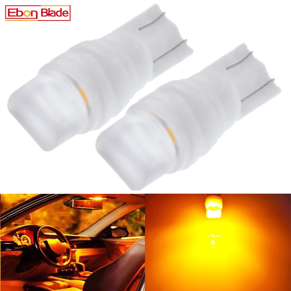 

2/5 Pcs T10 W5W 168 Ceramic Led Bulbs Interior Clearance Side Marker Lights License Plate Lamp 5630 2SMD Amber Yellow Orange 12V